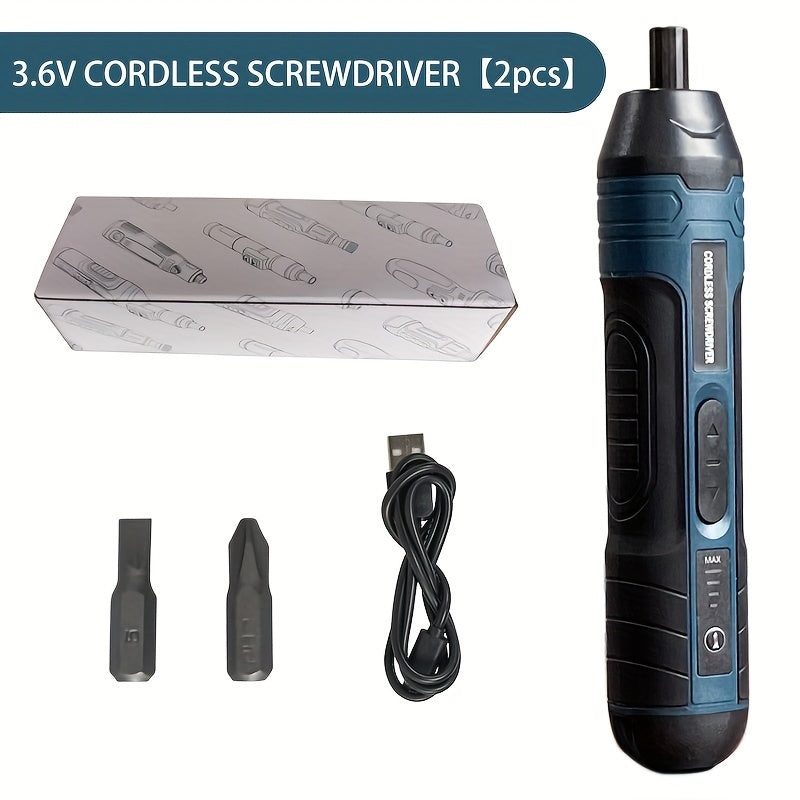 ZENTRO™ 3.6V Cordless Electric Screwdriver Set - USB Rechargeable with 4 Torque Settings.