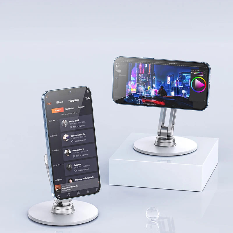 ZENTRO™ 360° Rotatable Magnetic Desk Phone Stand - Foldable & Adjustable.