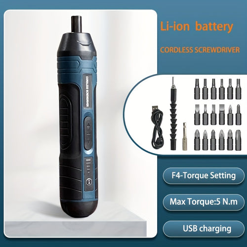 ZENTRO™ 3.6V Cordless Electric Screwdriver Set - USB Rechargeable with 4 Torque Settings.