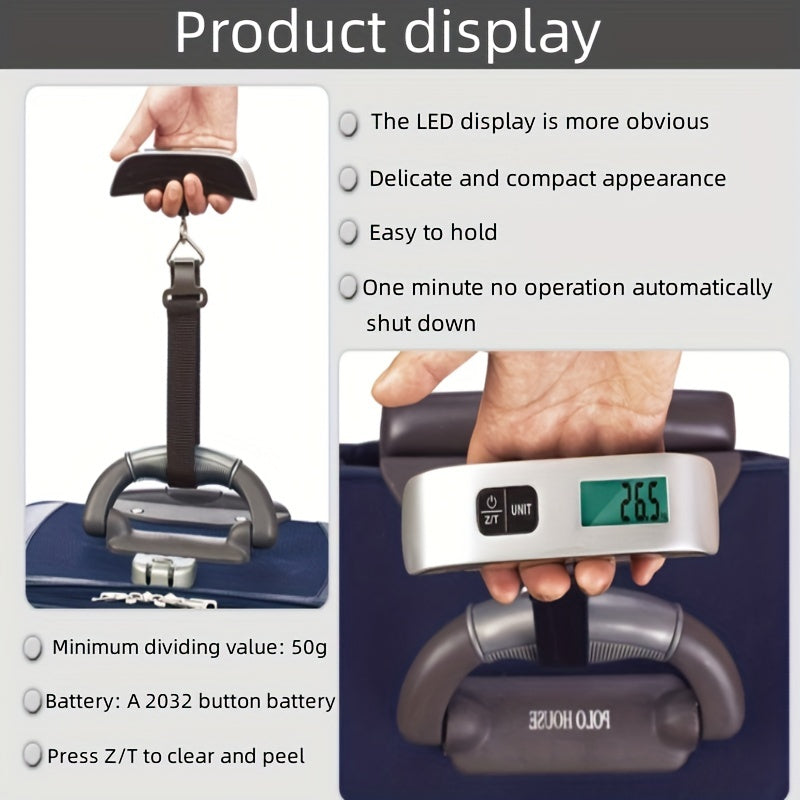 ZENTRO™ Portable Digital Luggage Scale - 50kg/110lb Backlit LCD.